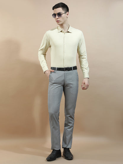 Casual Shirt for Men l Breathable & Soft with Color Fastness Slim Fit Polyester Stretch Fabric Self Design Pattern