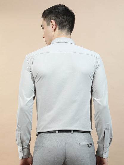 Casual Shirt for Men l Breathable & Soft with Color Fastness Slim Fit Polyester Stretch Fabric Self Design Pattern