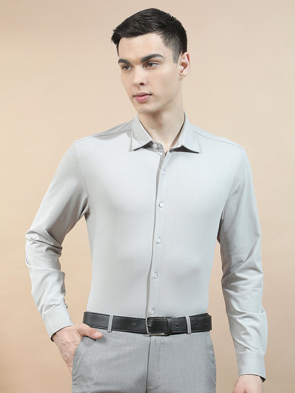 Casual Shirt for Men l Breathable & Soft with Color Fastness Slim Fit Polyester Stretch Fabric Self Design Pattern