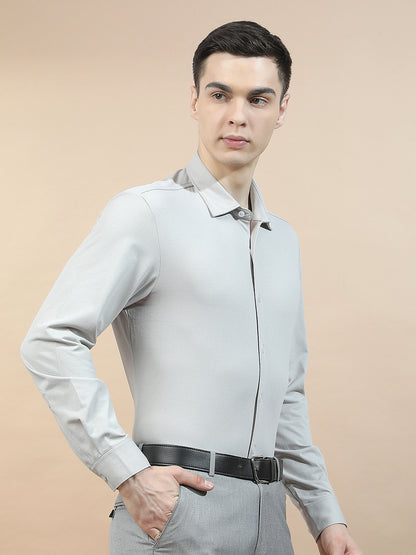 Casual Shirt for Men l Breathable & Soft with Color Fastness Slim Fit Polyester Stretch Fabric Self Design Pattern