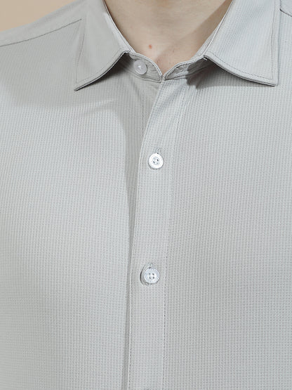 Casual Shirt for Men l Breathable & Soft with Color Fastness Slim Fit Polyester Stretch Fabric Self Design Pattern
