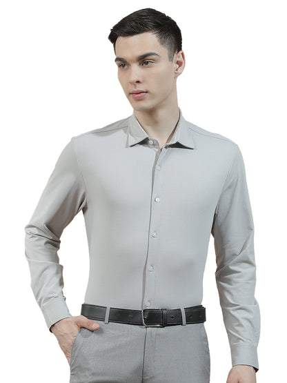 Casual Shirt for Men l Breathable & Soft with Color Fastness Slim Fit Polyester Stretch Fabric Self Design Pattern