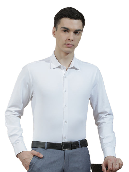 Casual Shirt for Men l Breathable & Soft with Color Fastness Slim Fit Polyester Stretch Fabric Self Design Pattern