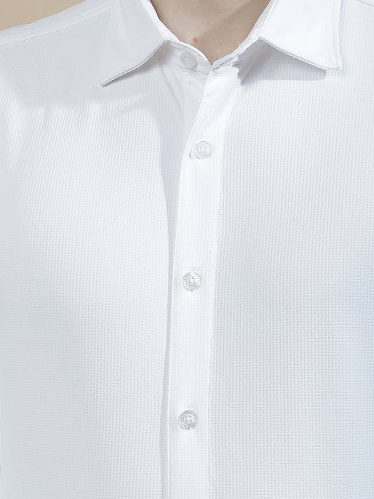 Casual Shirt for Men l Breathable & Soft with Color Fastness Slim Fit Polyester Stretch Fabric Self Design Pattern