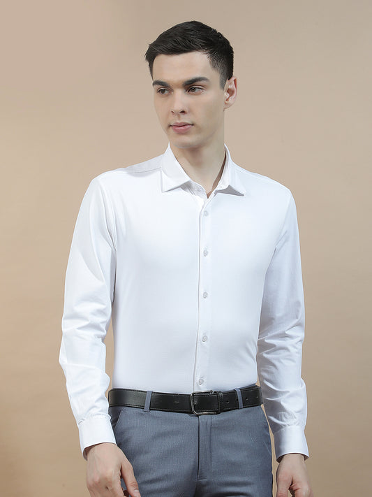 Casual Shirt for Men l Breathable & Soft with Color Fastness Slim Fit Polyester Stretch Fabric Self Design Pattern