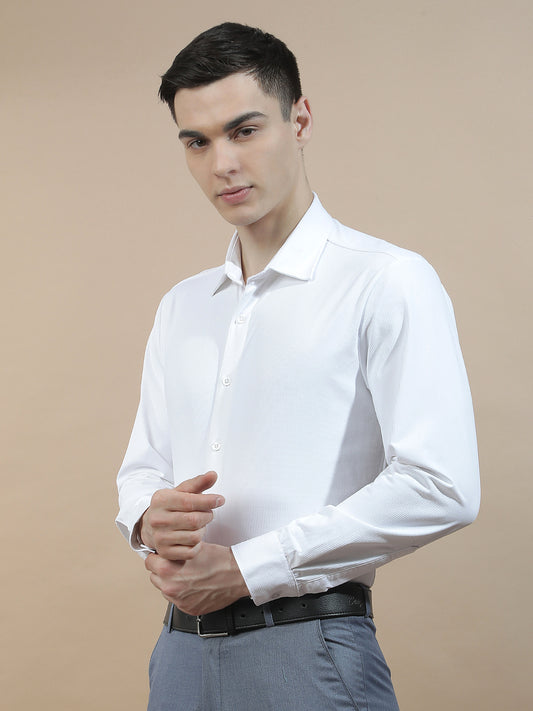 Casual Shirt for Men l Breathable & Soft with Color Fastness Slim Fit Polyester Stretch Fabric Self Design Pattern