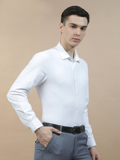 Casual Shirt for Men l Breathable & Soft with Color Fastness Slim Fit Polyester Stretch Fabric Self Design Pattern