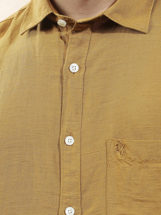 Casual Shirt for Men l Breathable & Soft with Color Fastness Slim Fit Cotton-Linen Fabric Checkered Pattern