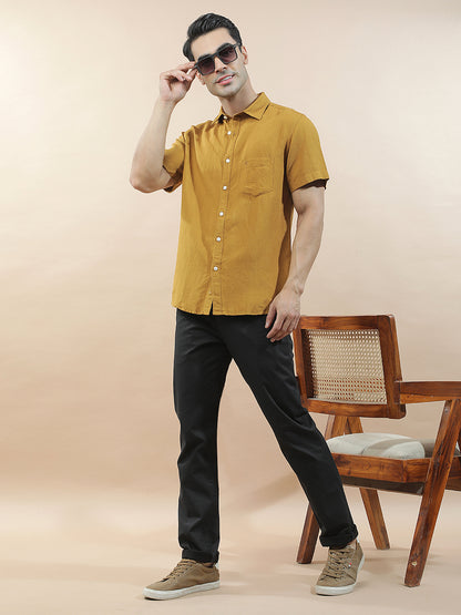 Casual Shirt for Men l Breathable & Soft with Color Fastness Slim Fit Cotton-Linen Fabric Checkered Pattern