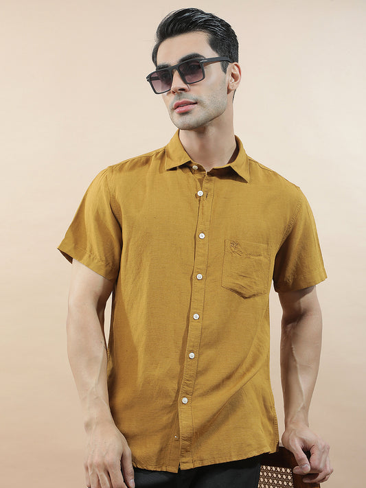 Casual Shirt for Men l Breathable & Soft with Color Fastness Slim Fit Cotton-Linen Fabric Checkered Pattern