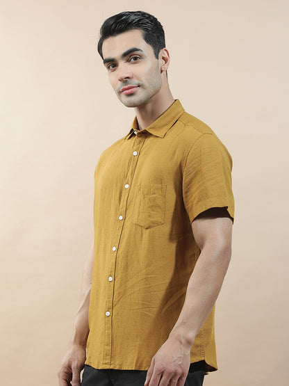 Casual Shirt for Men l Breathable & Soft with Color Fastness Slim Fit Cotton-Linen Fabric Checkered Pattern