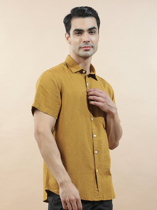 Casual Shirt for Men l Breathable & Soft with Color Fastness Slim Fit Cotton-Linen Fabric Checkered Pattern