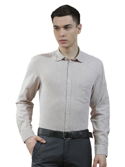Casual Shirt for Men l Breathable & Soft with Color Fastness Slim Fit Cotton-Linen Fabric Solid Pattern