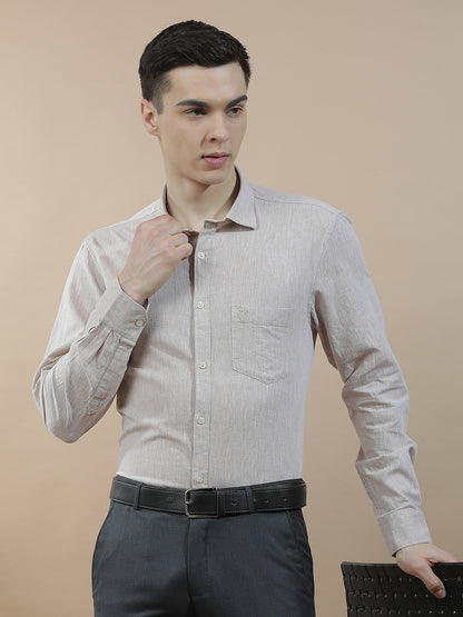 Casual Shirt for Men l Breathable & Soft with Color Fastness Slim Fit Cotton-Linen Fabric Solid Pattern