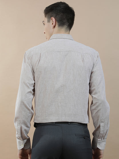 Casual Shirt for Men l Breathable & Soft with Color Fastness Slim Fit Cotton-Linen Fabric Solid Pattern