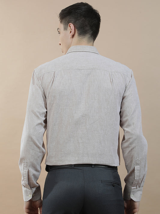 Casual Shirt for Men l Breathable & Soft with Color Fastness Slim Fit Cotton-Linen Fabric Solid Pattern