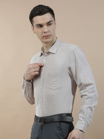 Casual Shirt for Men l Breathable & Soft with Color Fastness Slim Fit Cotton-Linen Fabric Solid Pattern