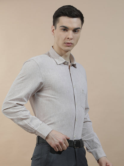 Casual Shirt for Men l Breathable & Soft with Color Fastness Slim Fit Cotton-Linen Fabric Solid Pattern