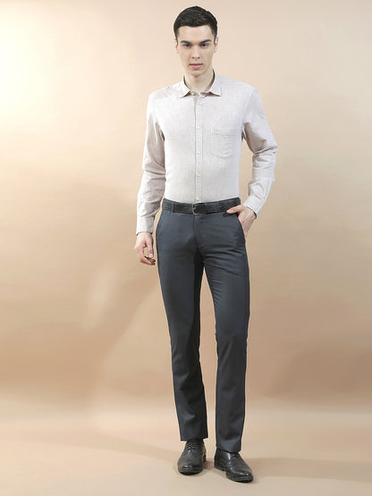 Casual Shirt for Men l Breathable & Soft with Color Fastness Slim Fit Cotton-Linen Fabric Solid Pattern