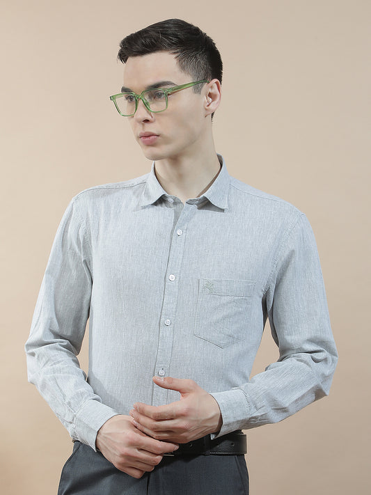 Casual Shirt for Men l Breathable & Soft with Color Fastness Slim Fit Cotton-Linen Fabric Solid Pattern