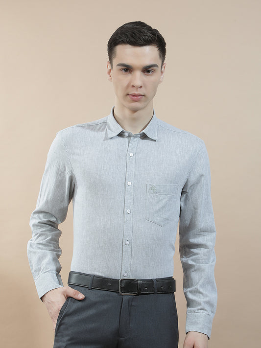 Casual Shirt for Men l Breathable & Soft with Color Fastness Slim Fit Cotton-Linen Fabric Solid Pattern
