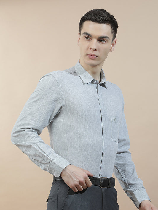 Casual Shirt for Men l Breathable & Soft with Color Fastness Slim Fit Cotton-Linen Fabric Solid Pattern