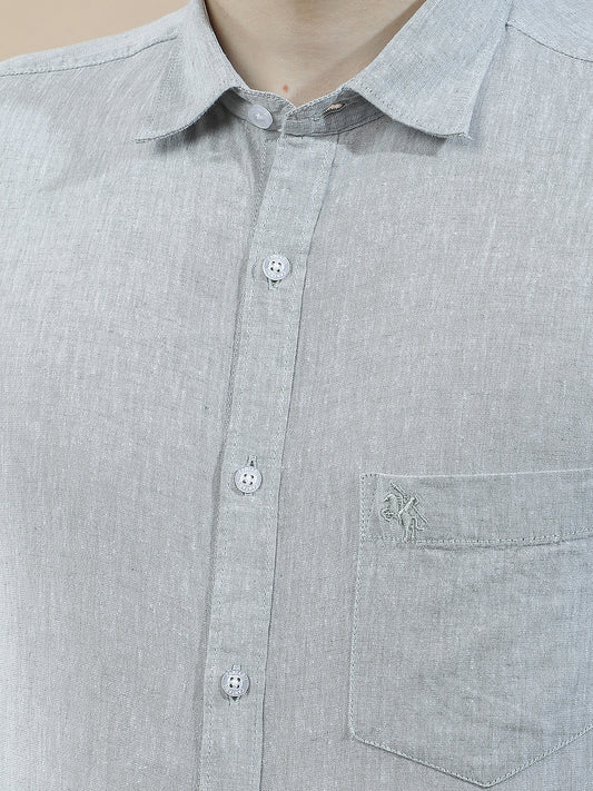 Casual Shirt for Men l Breathable & Soft with Color Fastness Slim Fit Cotton-Linen Fabric Solid Pattern