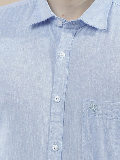 Casual Shirt for Men l Breathable & Soft with Color Fastness Slim Fit Cotton-Linen Fabric Solid Pattern