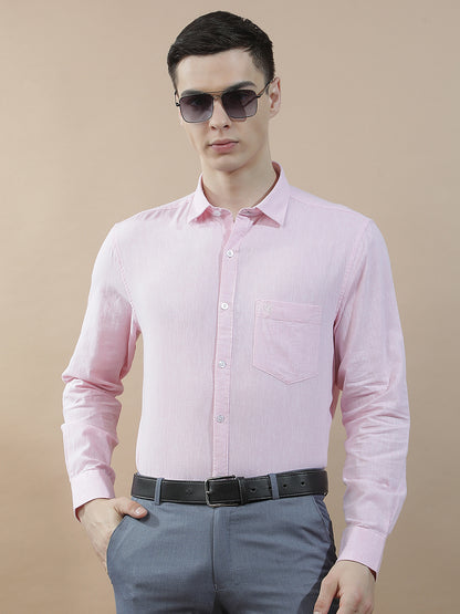 Casual Shirt for Men l Breathable & Soft with Color Fastness Slim Fit Cotton-Linen Fabric Solid Pattern