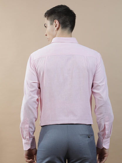 Casual Shirt for Men l Breathable & Soft with Color Fastness Slim Fit Cotton-Linen Fabric Solid Pattern