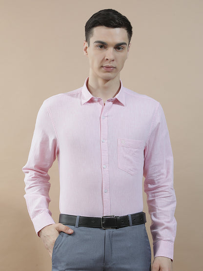 Casual Shirt for Men l Breathable & Soft with Color Fastness Slim Fit Cotton-Linen Fabric Solid Pattern
