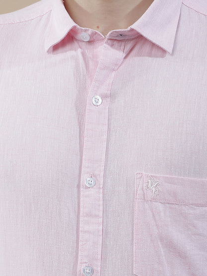 Casual Shirt for Men l Breathable & Soft with Color Fastness Slim Fit Cotton-Linen Fabric Solid Pattern