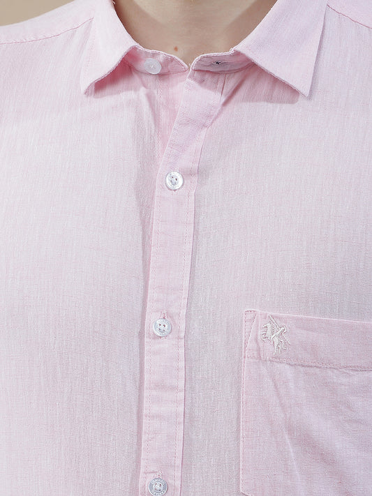 Casual Shirt for Men l Breathable & Soft with Color Fastness Slim Fit Cotton-Linen Fabric Solid Pattern