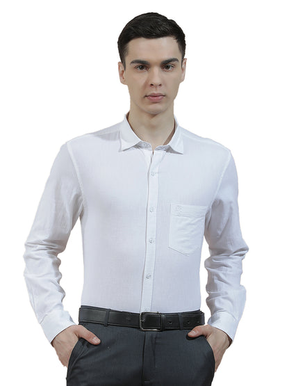 Casual Shirt for Men l Breathable & Soft with Color Fastness Slim Fit Cotton-Linen Fabric Solid Pattern