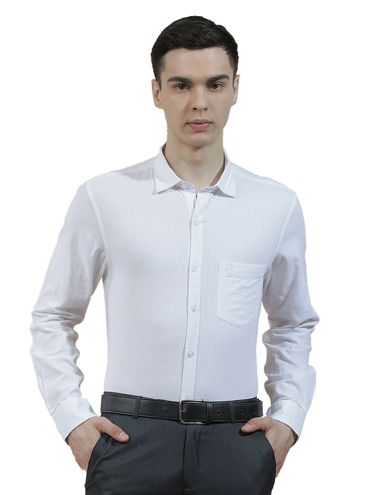 Casual Shirt for Men l Breathable & Soft with Color Fastness Slim Fit Cotton-Linen Fabric Solid Pattern