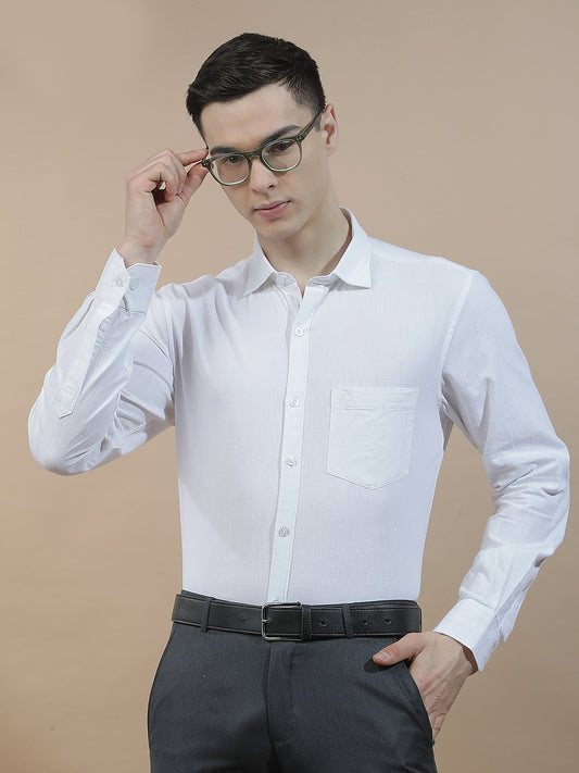 Casual Shirt for Men l Breathable & Soft with Color Fastness Slim Fit Cotton-Linen Fabric Solid Pattern