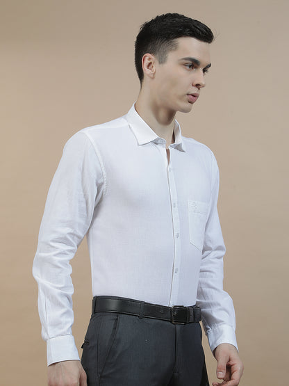 Casual Shirt for Men l Breathable & Soft with Color Fastness Slim Fit Cotton-Linen Fabric Solid Pattern