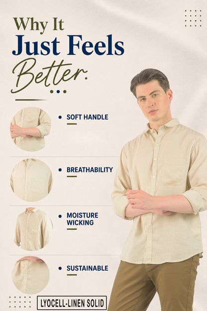Men's Fawn Slim Fit Solid Full Sleeve Casual Shirt