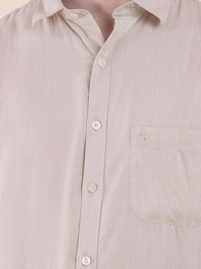 Men's Fawn Slim Fit Solid Full Sleeve Casual Shirt