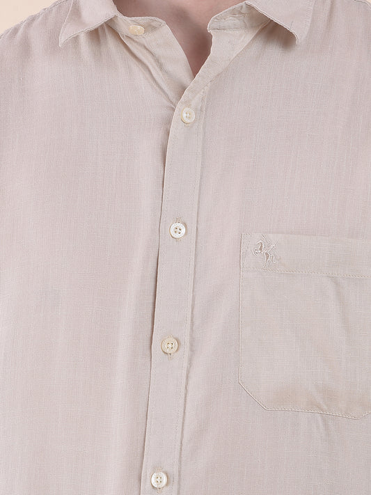 Men's Fawn Slim Fit Solid Full Sleeve Casual Shirt