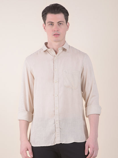 Men's Fawn Slim Fit Solid Full Sleeve Casual Shirt