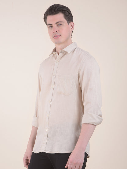 Men's Fawn Slim Fit Solid Full Sleeve Casual Shirt
