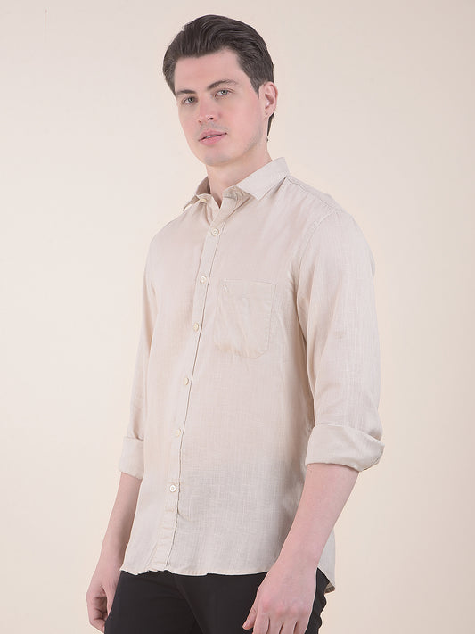 Men's Fawn Slim Fit Solid Full Sleeve Casual Shirt