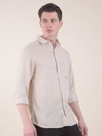 Men's Fawn Slim Fit Solid Full Sleeve Casual Shirt