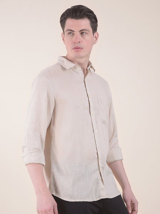 Men's Fawn Slim Fit Solid Full Sleeve Casual Shirt