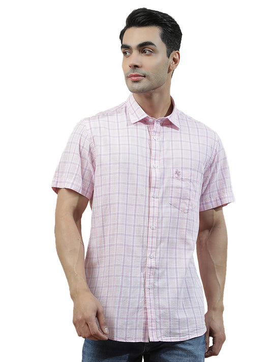 Casual Shirt for Men l Breathable & Soft with Color Fastness Slim Fit Cotton-Linen Fabric Checkered Pattern