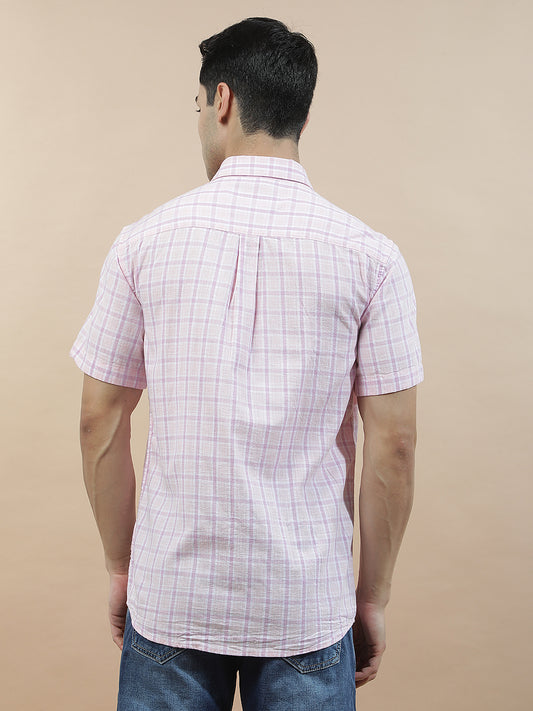 Casual Shirt for Men l Breathable & Soft with Color Fastness Slim Fit Cotton-Linen Fabric Checkered Pattern