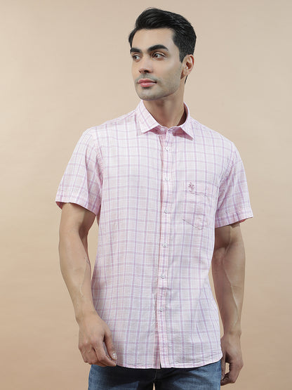 Casual Shirt for Men l Breathable & Soft with Color Fastness Slim Fit Cotton-Linen Fabric Checkered Pattern