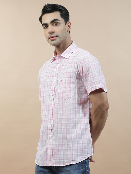 Casual Shirt for Men l Breathable & Soft with Color Fastness Slim Fit Cotton-Linen Fabric Checkered Pattern