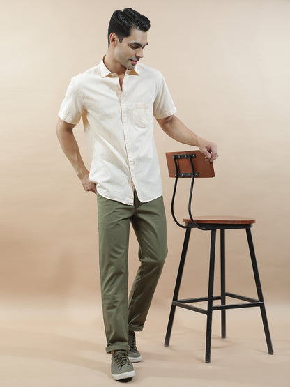 Casual Shirt for Men l Breathable & Soft with Color Fastness Slim Fit Cotton-Linen Fabric Solid Pattern